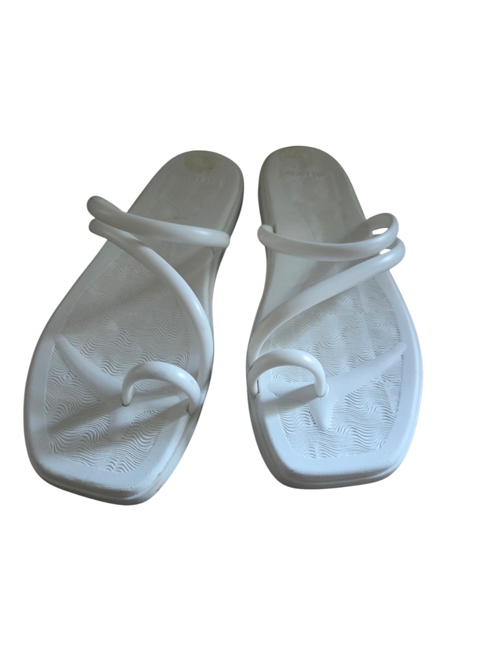 White Minimalist Toe-Ring Slide Sandals - Women 8.0